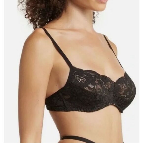 We Are HAH by Free People NWT Hook up Demi Bra 30-38C Underwire Black - Picture 2 of 5
